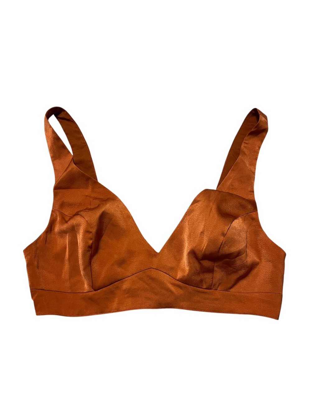 Showpo. Women's Satin Bralette Crop in Copper size 4